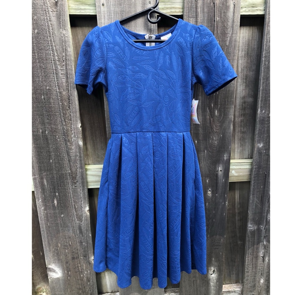 Blue Amelia Dress with Feather Print